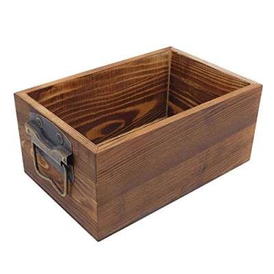 Image of Rustic Wooden Condiment Holder/Storage Crate Box (Brown)