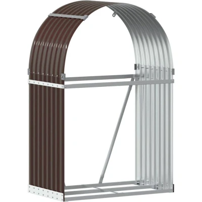Image of vidaXL Log Holder Brown 80x45x120 cm Galvanised Steel