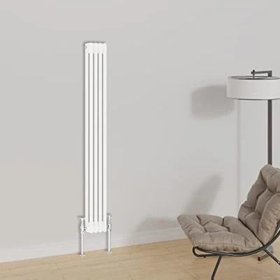 Image of Warmehaus Vertical Traditional Column Designer Radiator 1500x200mm Double Panel Cast Iron White Central Heating Radiators