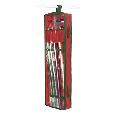Image of Whitmor Gift wrap Organizer, Acrylic coated cotton, red, 43 in x 15 5