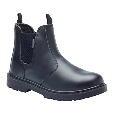 Image of Blackrock Safety Dealer Boots Black, Mens Womens Steel Toe Cap Work Boots, Shoes, Chelsea Horse Riding, Yard Slip On Pull On, Ladies, Gardening Size 4