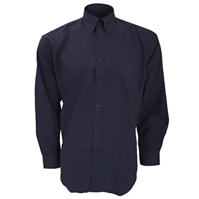 Image of Kustom Kit Mens Workwear Oxford Long Sleeve Shirt (19inch) (French Navy)