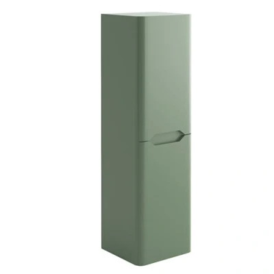 Image of Scudo Ella Green Wall Hung Tall Bathroom Storage Cabinet 1400mm x 350mm
