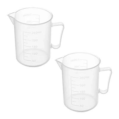 Image of Othmro 2pcs 250ml Measuring Cup Plastic, Graduated Beaker Plastic Jug for Baking Cooking Kitchen Lab Measure Tool