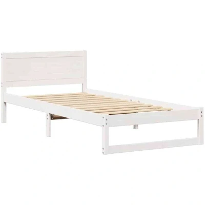 Image of vidaXL Bed Frame White Wood 90 x 190 cm Rectangular