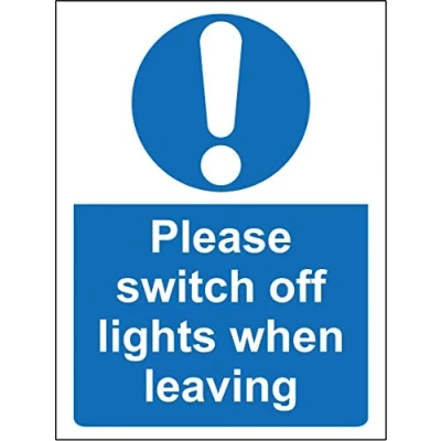 Image of Please switch off the light when leaving sign 1.2mm Rigid plastic 150mm x 100mm