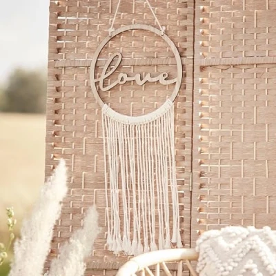 Image of Ginger Ray PAMA 113 Hanging Hoop, A Touch of Pampas Wooden Love