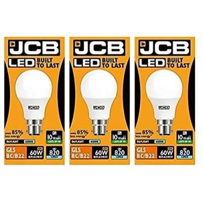Image of JCB LED 3 X 10 Watt Bayonet Cap GLS Lamp Daylight 6500K 60W Replacement BC B22 Bulb [Energy Class A+]