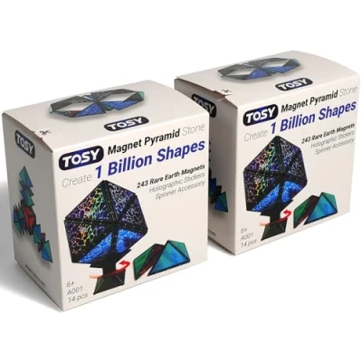 Image of TOSY Magnet Pyramid Stone 1 Cube Transforms into Billion Shapes, 243 Rare Earth Magnets, Holographic Design, Spinner Accessory, Fidget/Puzzle/Sensory Toy, Valentine Birthday Easter Gift, 2 pack