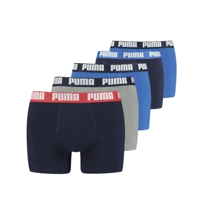 Image of PUMA Men&#039;s Boxer Slip, Blue/Grey Melange, S (Pack of 5)