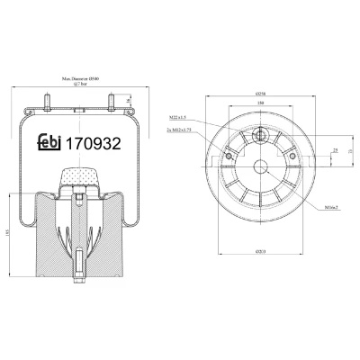 Image of 0542943850, 0542943900 Boot, air suspension FEBI BILSTEIN 170932
