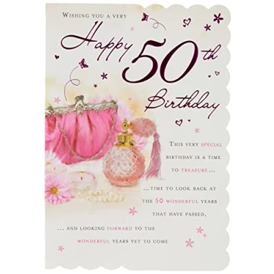 Image of Piccadilly Greetings STUNNING TOP RANGE WONDERFULLY WORDED 5 VERSE VERY HAPPY 50TH BIRTHDAY CARD