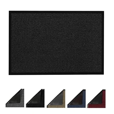 Image of JKZ RUG AND DOORMATS Door Mats Non slip Barrier Mat Indoor/Outdoor Kitchen Heavy Duty Material Rubber Backed Super Absorbent Small Large Rugs (50 x 80 cm, Charcoal Black)