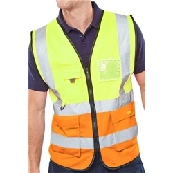 Image of Two Tone Executive Waistcoat Saturn Yellow / Orange XL