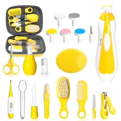 Image of Baby Health &amp; Care Kit, Portable Safety Essentials Set for Newborn, Yellow, 20 in 1