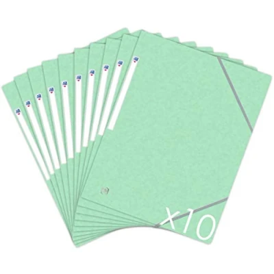 Image of Oxford Topfile+ Pack of 10 Cardboard Folders Pastel Green
