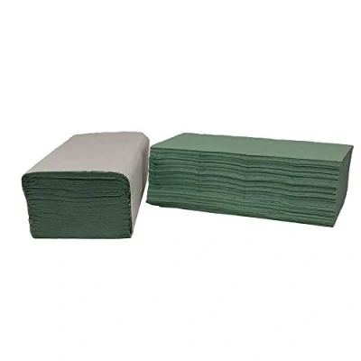 Image of 2Work 1 Ply V Fold Hand Towels Green 12 x 300 Sheets (Pack of 3600) 2W70105