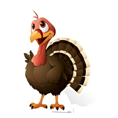 Image of Star Cutouts Ltd SC990 Turkey Cardboard Cutout/Stand Up/Standee Perfect for Children&#039;s Christmas Decorations, Parties and Events Height 60cm, Multicolour