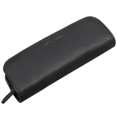 Image of STILORD &#039;Alfie&#039; Leather Pencil Case Vintage Pen Stationary Organiser for Women Men Pouch in Genuine Leather, Colour:Black