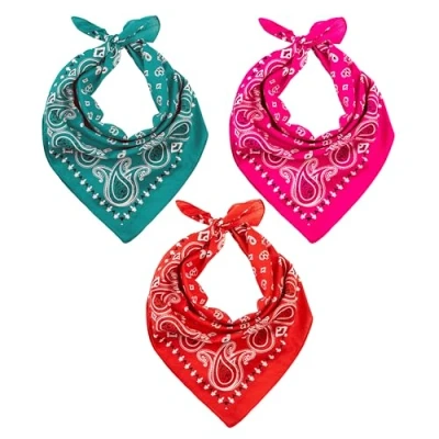Image of LOVARZI Bandana For Men &amp; Women Red, Pink, Teal Set of 3 Bandanas Hair Headband Cotton Tactical Travel and Sports Gear