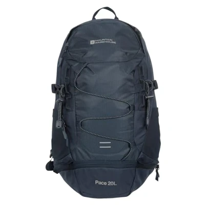Image of Mountain Warehouse Pace 20L Rucksack Hydration Compatible Backpack, Airflow Back System Rucksack, Packaway Rain Cover Bag for Travelling, Hiking, Camping Navy