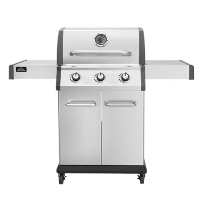 Image of Dellonda 3 Burner Deluxe Gas BBQ Grill with Piezo Ignition &amp; Wheels Stainless Steel