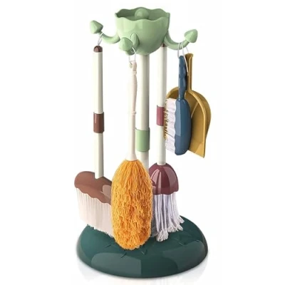 Image of Cleaning Set Toy Kids Pretend Play Kit 5 pcs Playset Mop Brush Dustpan