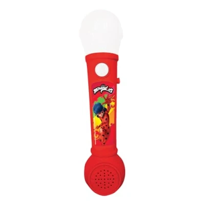 Image of Lexibook MIC80MI, Miraculous Microphone for children, musical toy game, built in speaker, light effects, demo melodies included, red