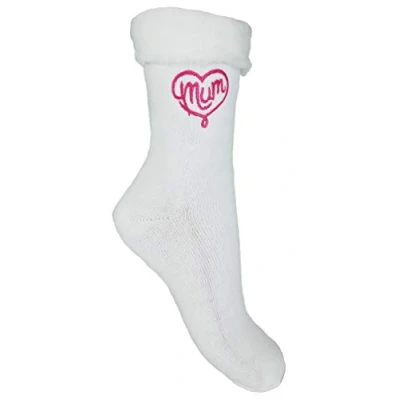 Image of Mum Love Heart Super Soft Cosy Thermal Bed Socks (White)