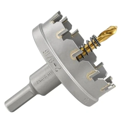 Image of Starrett Tungsten Carbide Tipped Hole Saw SM65 Sheet Metal Cutter With Arbor &amp; Pilot Drill Bit For Drilling Stainless Steel Aluminum Alloy 65 mm