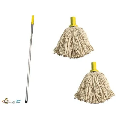 Image of Crown Supplies Professional Colour Coded Mop Handle and 2 Heads Yellow