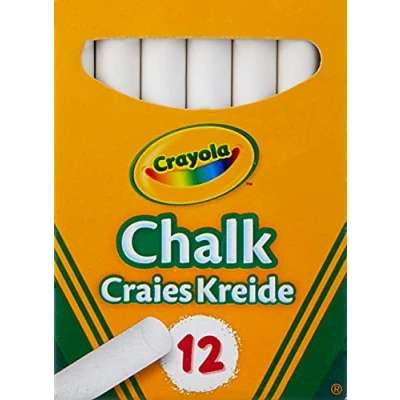 Image of CRAYOLA Anti Dust White Chalk 12 Count (Pack of 1) Smooth Texture Makes Writing &amp; Drawing on Blackboards Easy! (Packaging may vary)