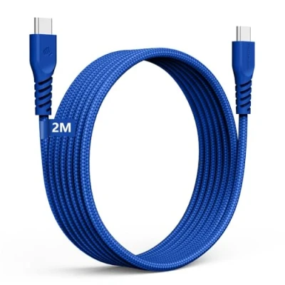 Image of USB C to Long Charger Cable 60W STRONG Braided Fast Charging Type Data Lead Compatible with iPhone 15, iPad Pro 2022, MacBook Pro, Samsung S24/S23/S22/A14/A54, Honor, Switch [2M]
