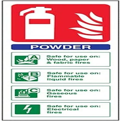 Image of V Safety Powder Id Fire Extinguisher Sign Portrait 75mm x 200mm 2mm Rigid Plastic
