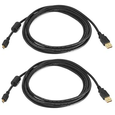 Image of AAA Products Active Pro Extra Long Gold plated USB Play and charge cable for Sony Playstation 4 / PS4 Controller Length = 3 metres 9.8 feet TWO CABLES
