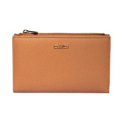Image of grande 2804 Genuine Leather Medium Bifold Wallet for Women Minimalist Ladies Zippered Mini Purse Small Card Holder (Camel)