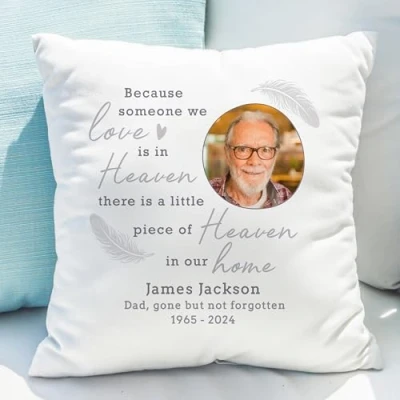 Image of Custom Personalised Memorial Photo Upload Cushion and insert/Pillow. Great for Memorial, Remembrance
