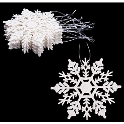 Image of Christmas Concepts® Pack of 12 10cm Glitter Snowflake Hanging Decorations