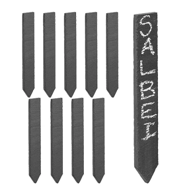 Image of Relaxdays 10x Labels, for Garden &amp; Herb Beds, Plant Tags Inscription, Plug in, HxW: 20x3 cm, Slate, Anthracite