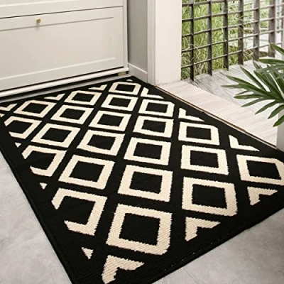 Image of Indoor Door Mat Front Rug, 80x100cm Non Slip Absorbent Mud Trapper Entrance Rug Floor Mats, Machine Washable Low Profile Inside Entry (A)