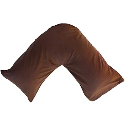 Image of Back And Neck Support V Shaped Pillow Case (CHOCOLATE)