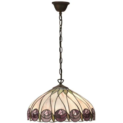 Image of Hutchinson 1 Light Medium Ceiling Pendant Dark Bronze, Tiffany glass, E27