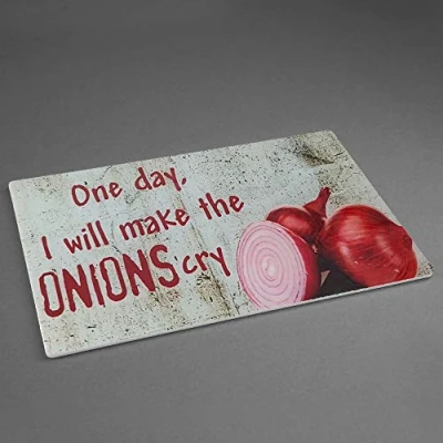 Image of CNC Group Novelty Printed Funny Chopping Board One Day I Will Make The Onions Cry For Kitchen Lovers 20cm x 28cm