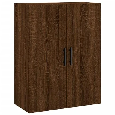Image of vidaXL Wall Mounted Cabinet in Brown Oak, Engineered Wood Storage Unit with Glass Door for Living Room, Bedroom, or Study Area