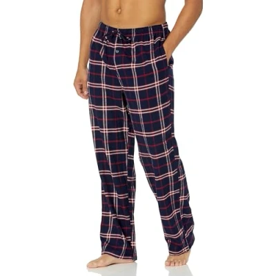 Image of Amazon Essentials Men&#039;s Flannel Pyjama Trousers (Available in Big &amp; Tall), Navy Red Plaid, XS