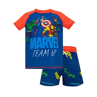 Image of Marvel Boys Avenger Swim Set Swimwear for Kids Blue 7 8 Years