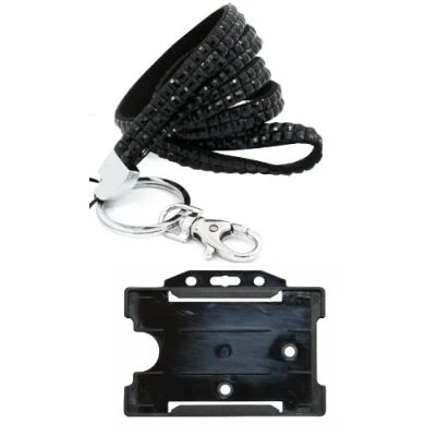 Image of Customcard Rhinestone Breakaway Bling Lanyard with ID Card Holder Black, LPB