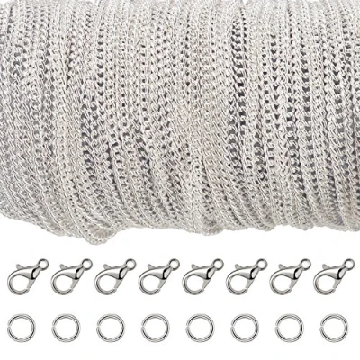 Image of 33 Feet Silver Plated Cable Chain Necklace with 30 Jump Rings and 20 Lobster Clasps for Jewelry Making (2.5 mm)