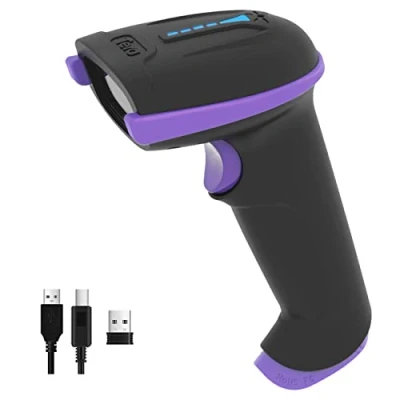 Image of Tera Barcode Scanner Wireless with Battery Level Indicator (2.4Ghz Wireless+USB 2.0 Wired) Rechargeable 1D Reader USB Handheld Bar Code Scanner, Design Patent: EU008489413, 5100 Purple