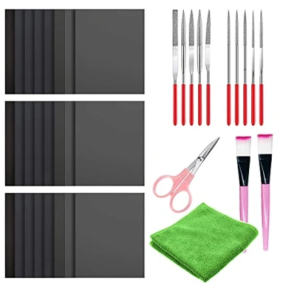Image of NA Woohome 38PCS Resin Casting Tools Set Polishing Kit, Sand Papers, Cloth, Scissors, Brushes for Jewelry Making Supplies, Epoxy